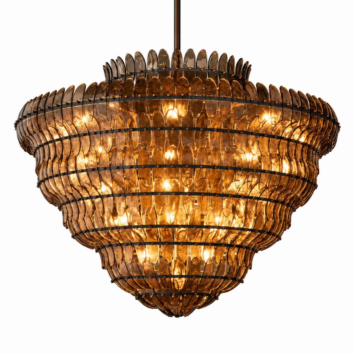Alieence 60 inch Bronze smoke glass chandelier white-background