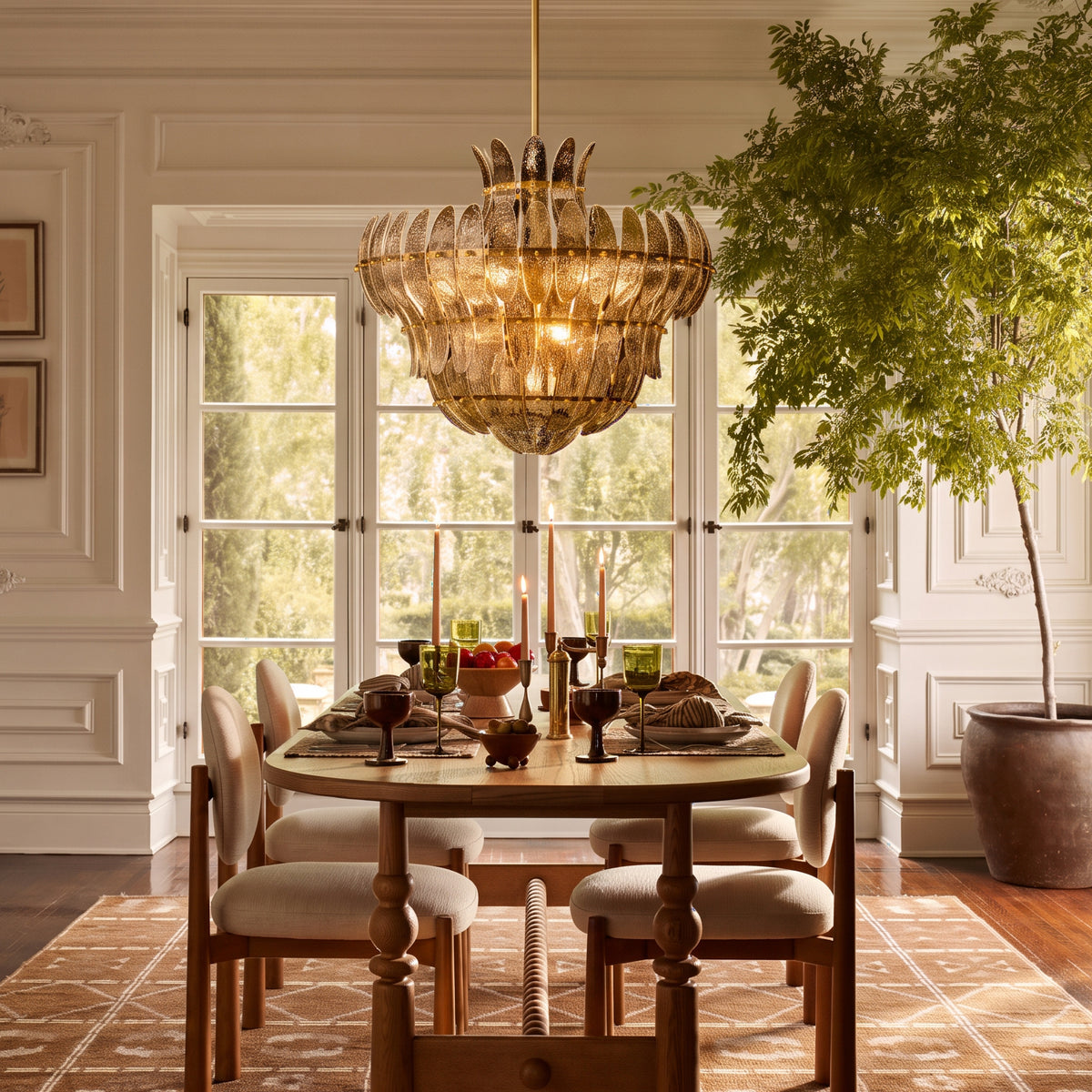Alieence smoke glass chandelier dining room lifestyle 3
