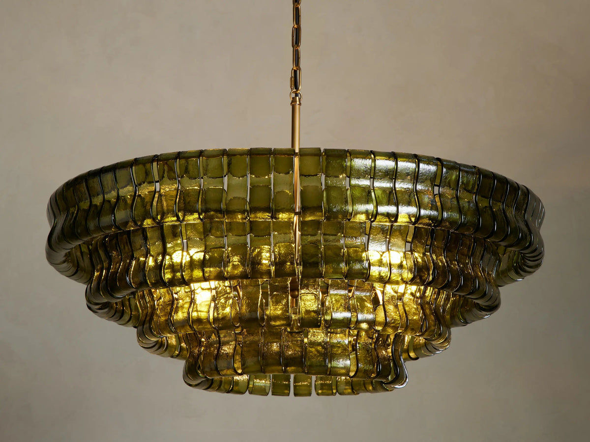Green glass color reference shown with Brass finish