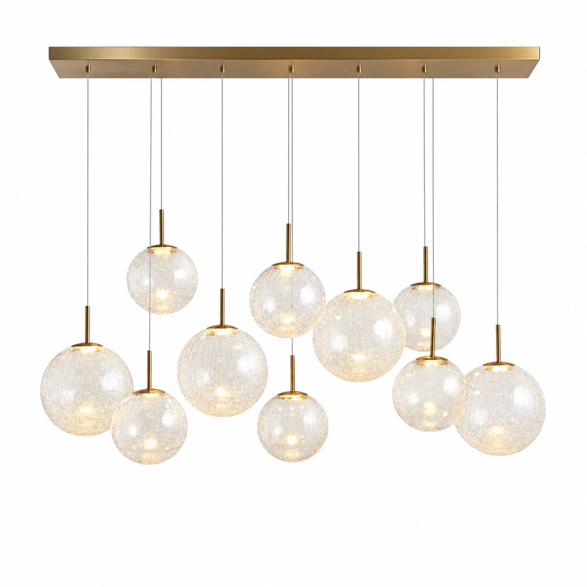 Casens 55 inch 10 light Crackle glass linear chandelier white background
