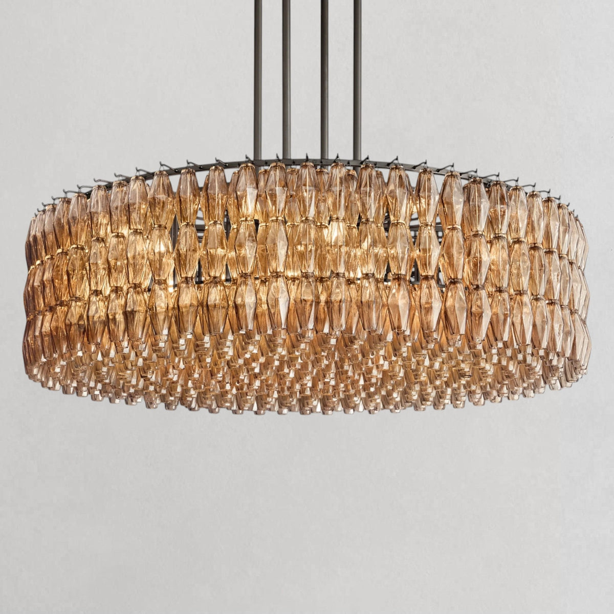Ciyara faceted glass round chandelier - BRONZE / SMOKE / 62"