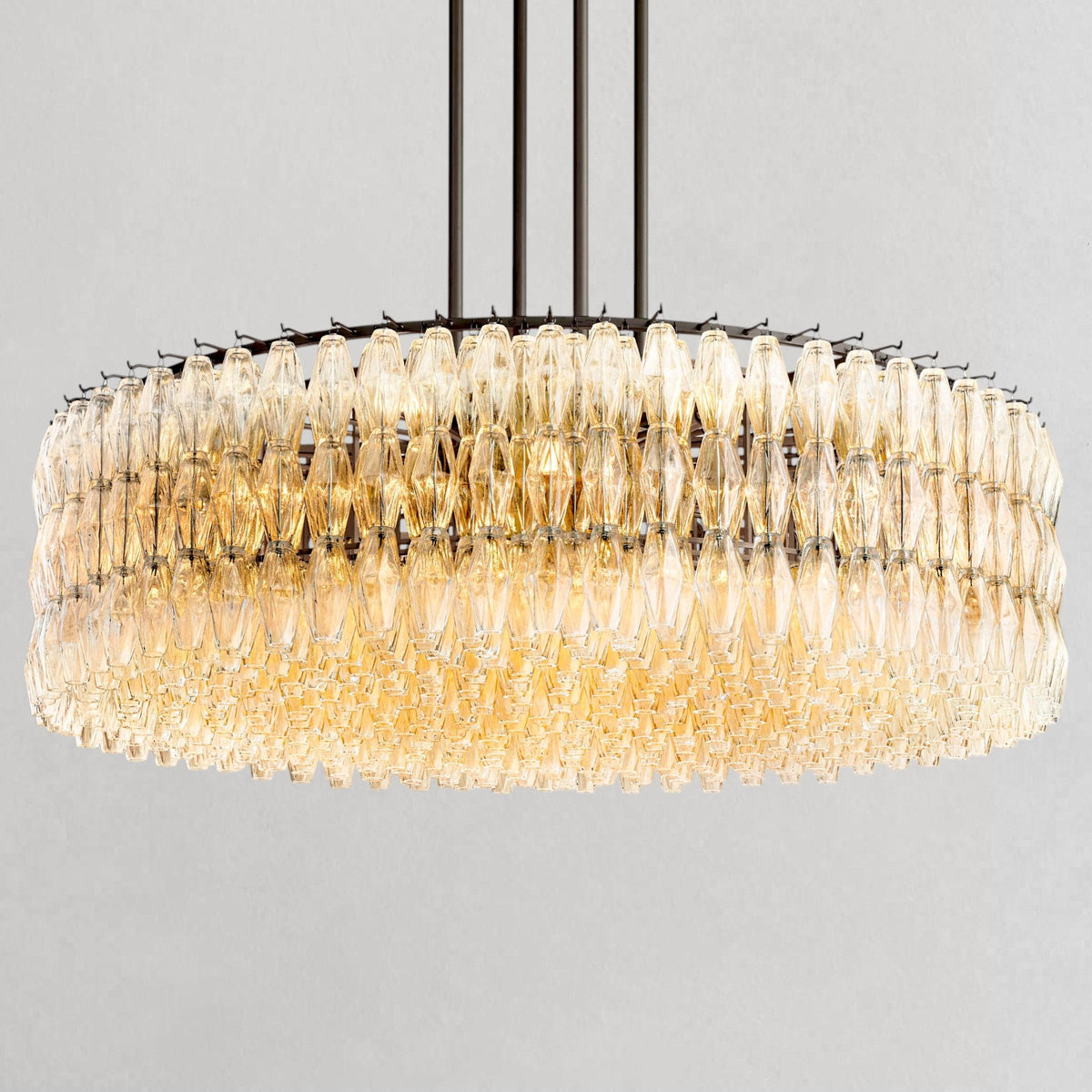 Ciyara faceted glass round chandelier - BRONZE / CLEAR / 62"