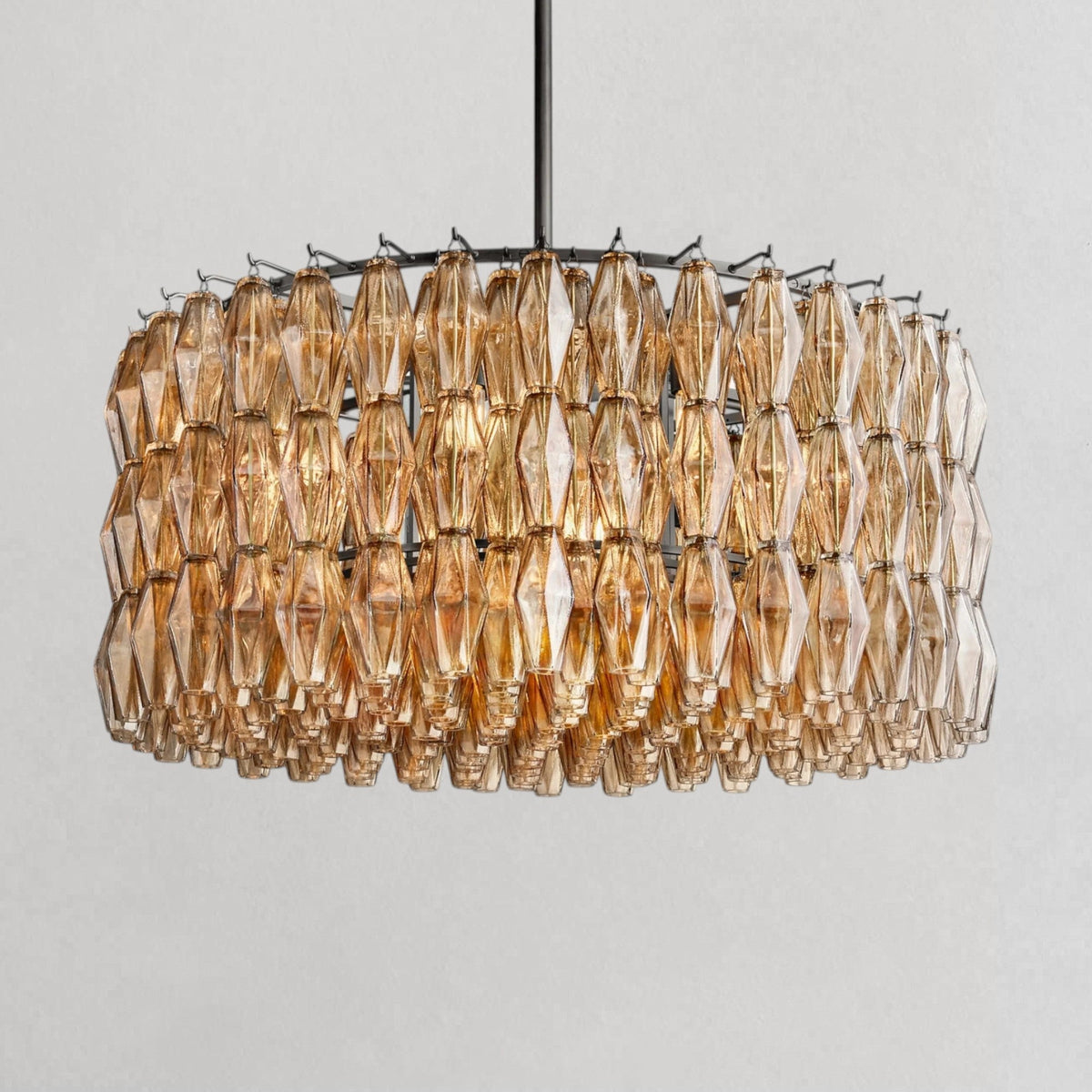 Ciyara faceted glass round chandelier - BRONZE / SMOKE / 37"