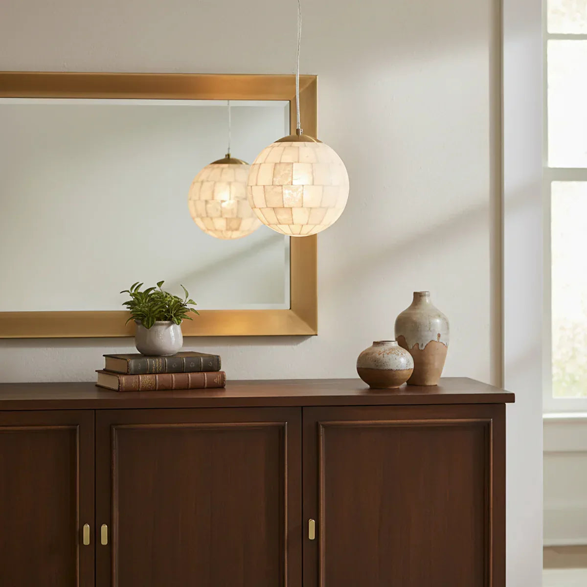 Alabaster Ball Pendant Light
