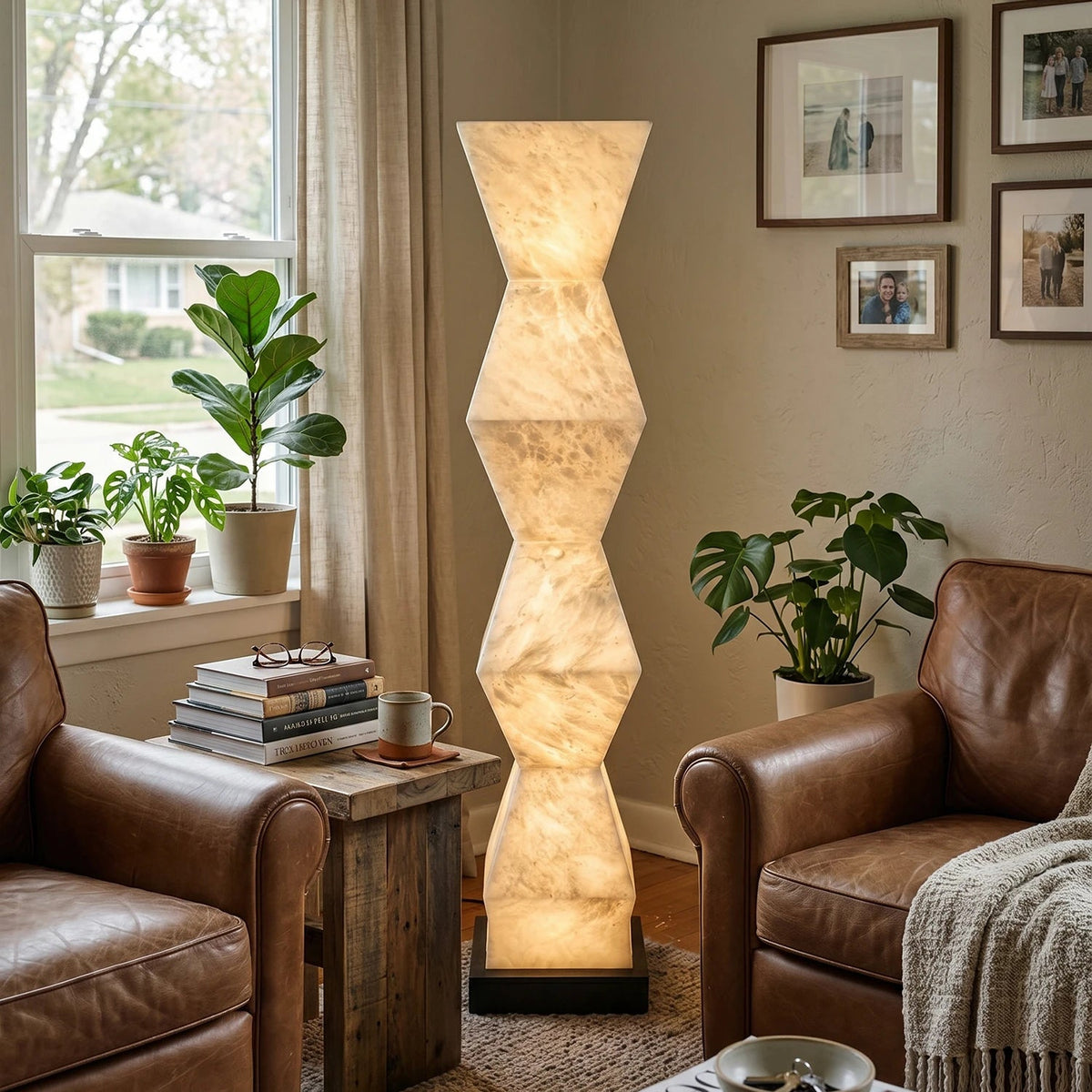 Alabaster Cairn Geometric Floor Lamp