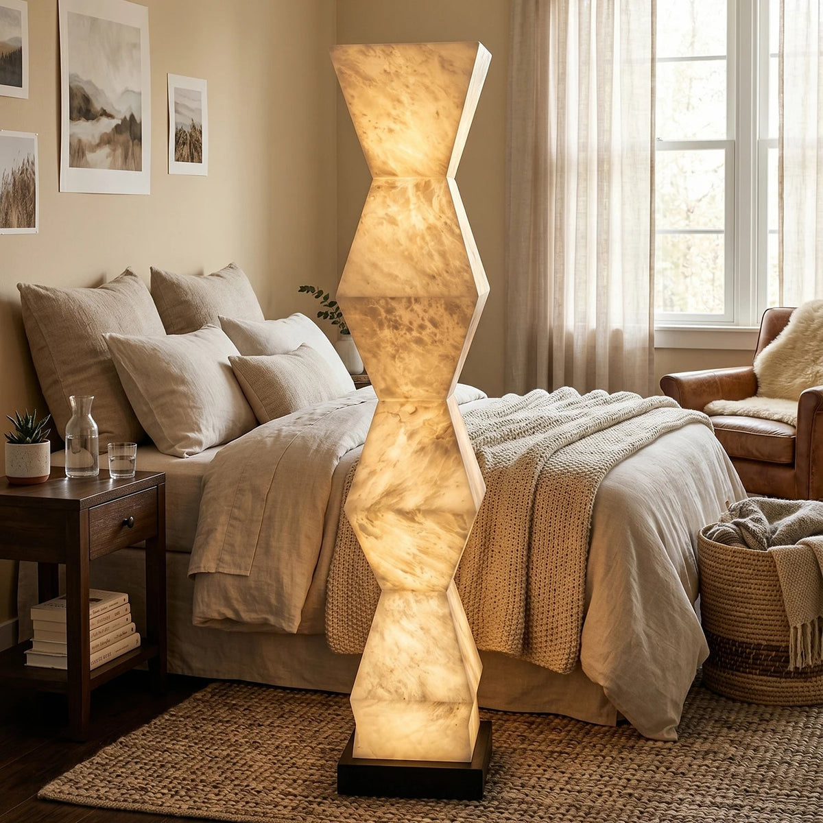 Alabaster Cairn Geometric Floor Lamp
