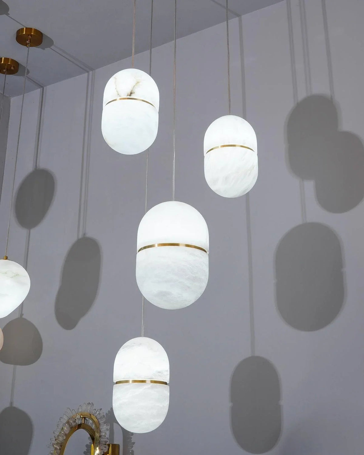 Alabaster Capsule Shaped Oval Pendant Lamp