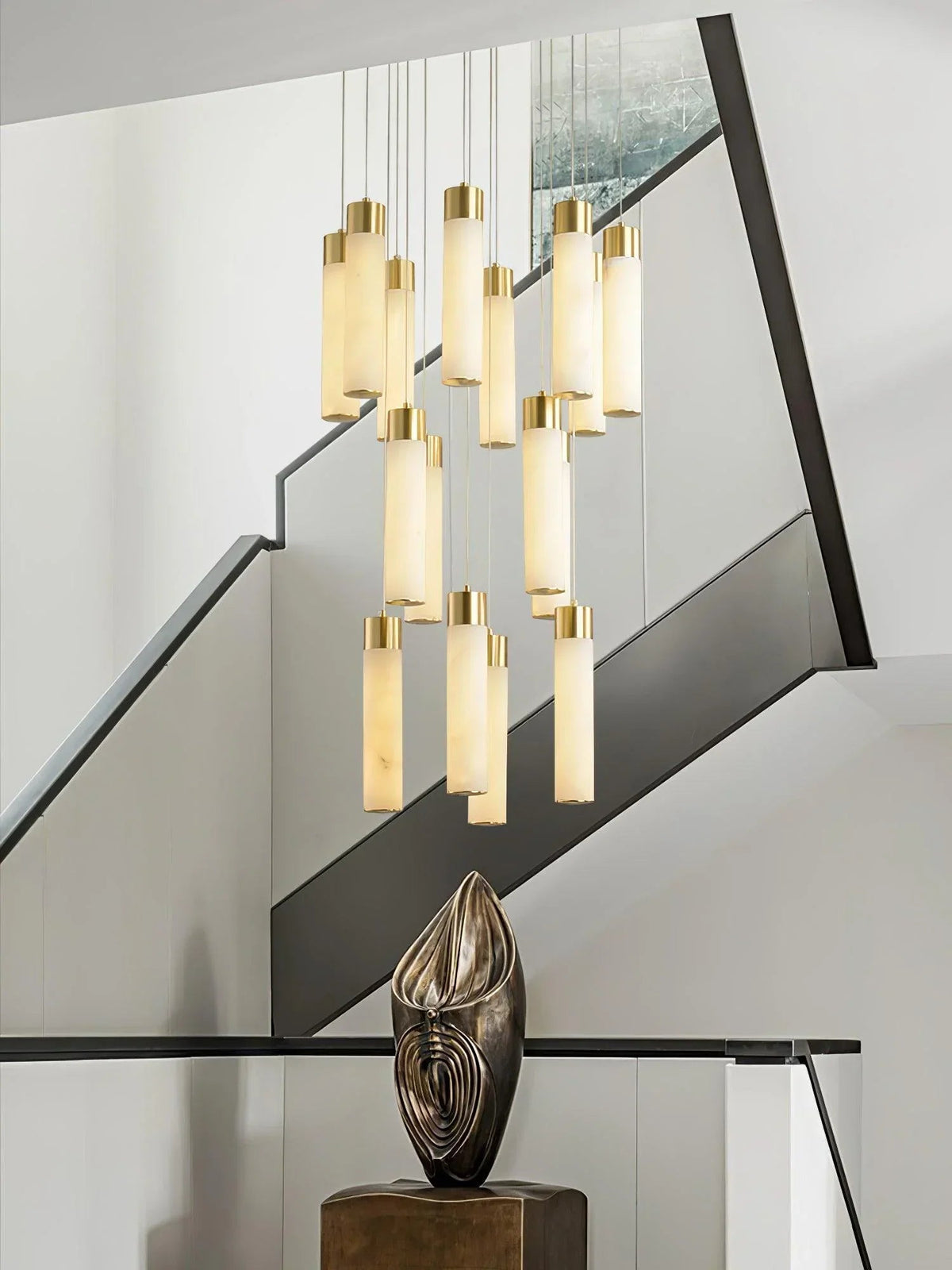 Alabaster Celestial Brass Cascade Chandelier
