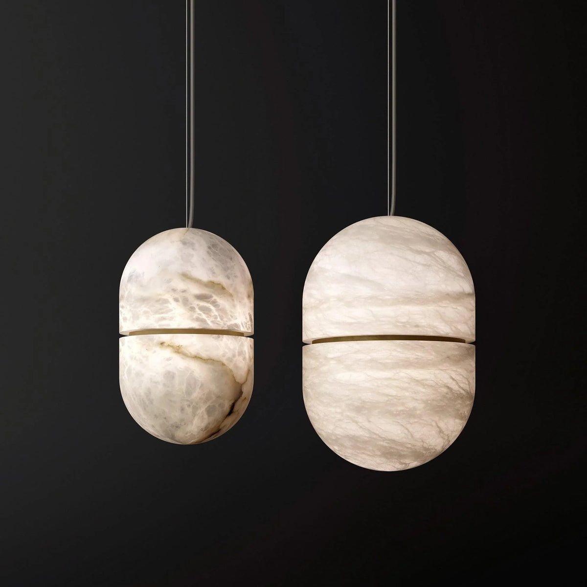 Alabaster Capsule Shaped Oval Pendant Lamp