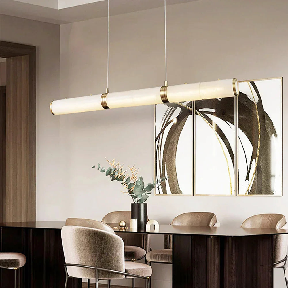 Alabaster Cylindrical Chandelier