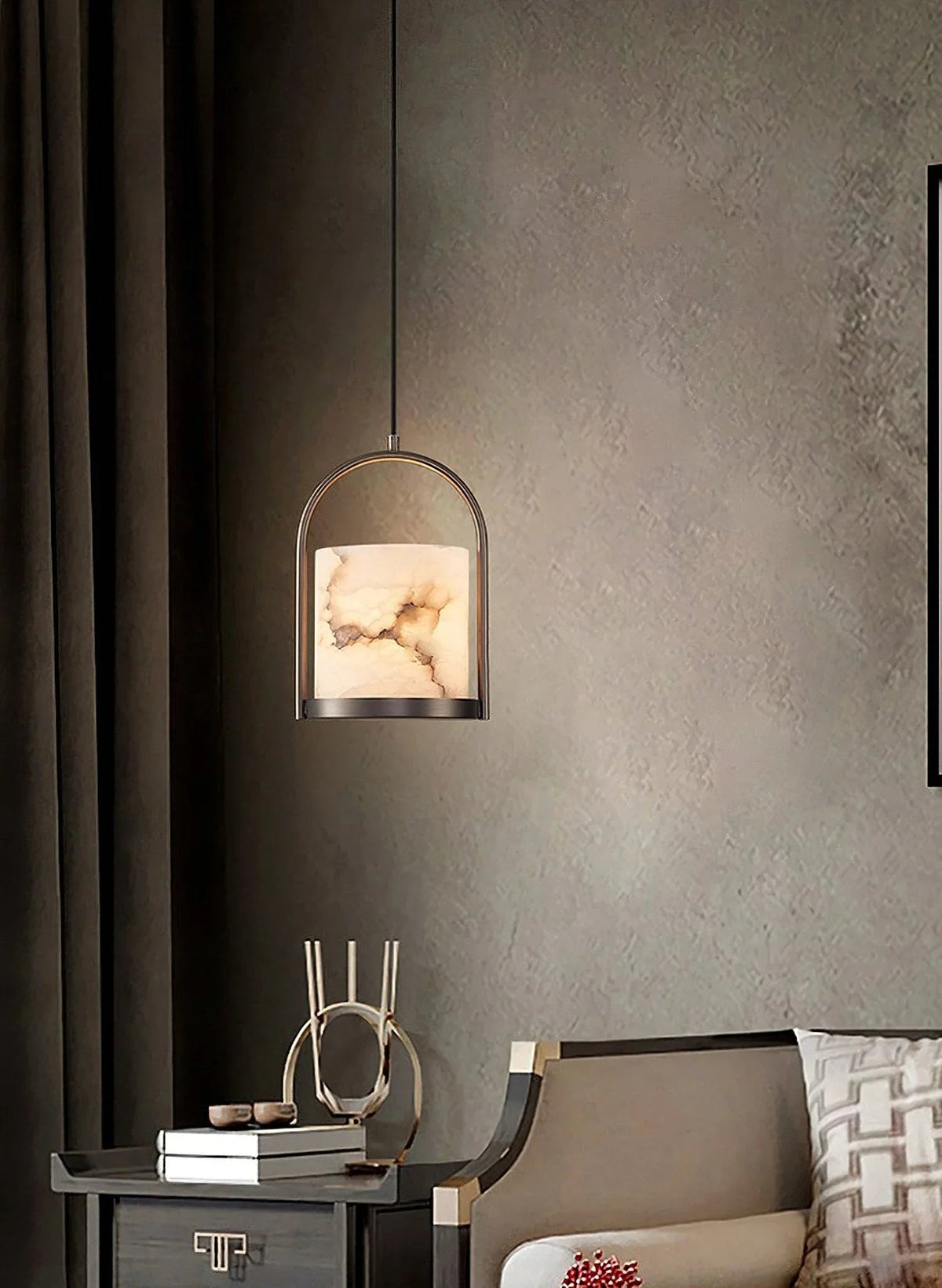 Alabaster Cylinder Pendant Light