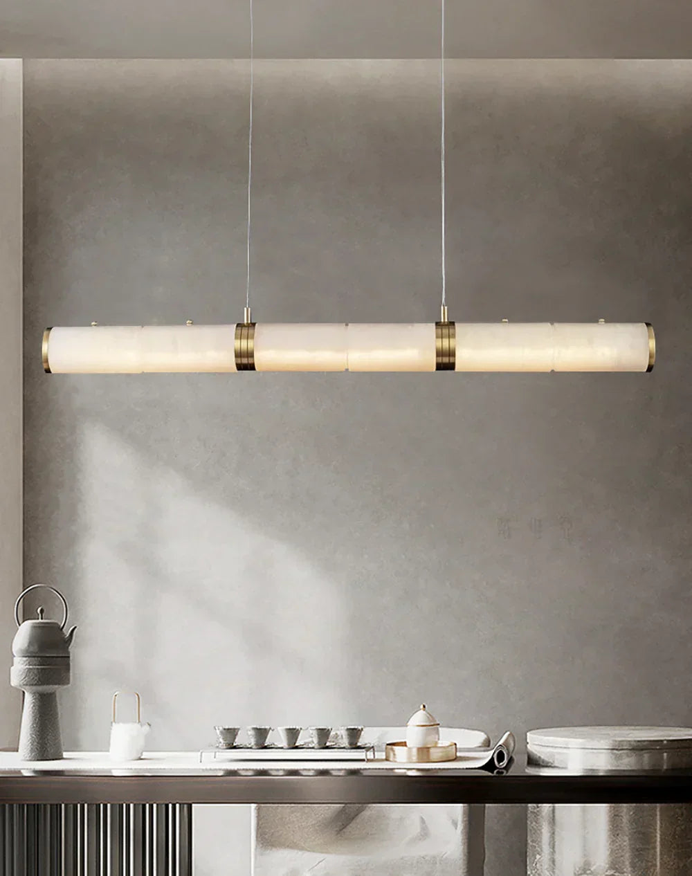 Alabaster Cylindrical Chandelier