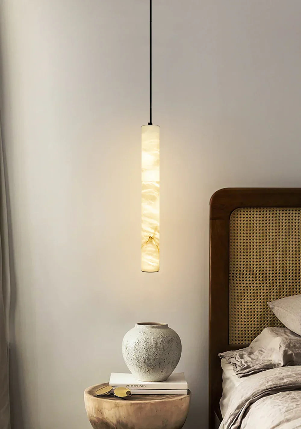 Alabaster Cylindrical Pendant Light