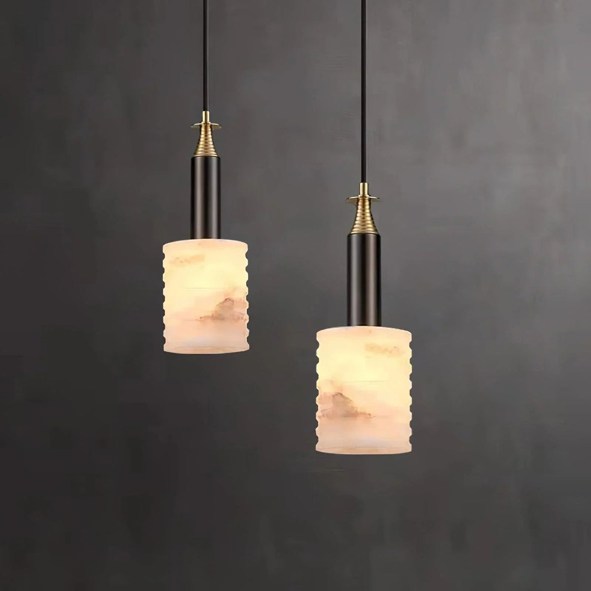 Alabaster Cylindrical Thread Pendant Light