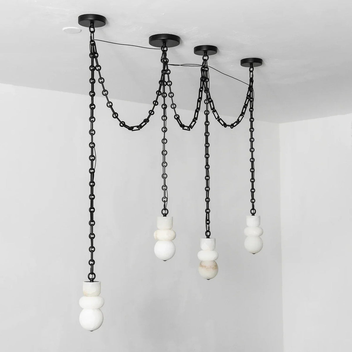 Alabaster Cylindrical Chain Chandelier