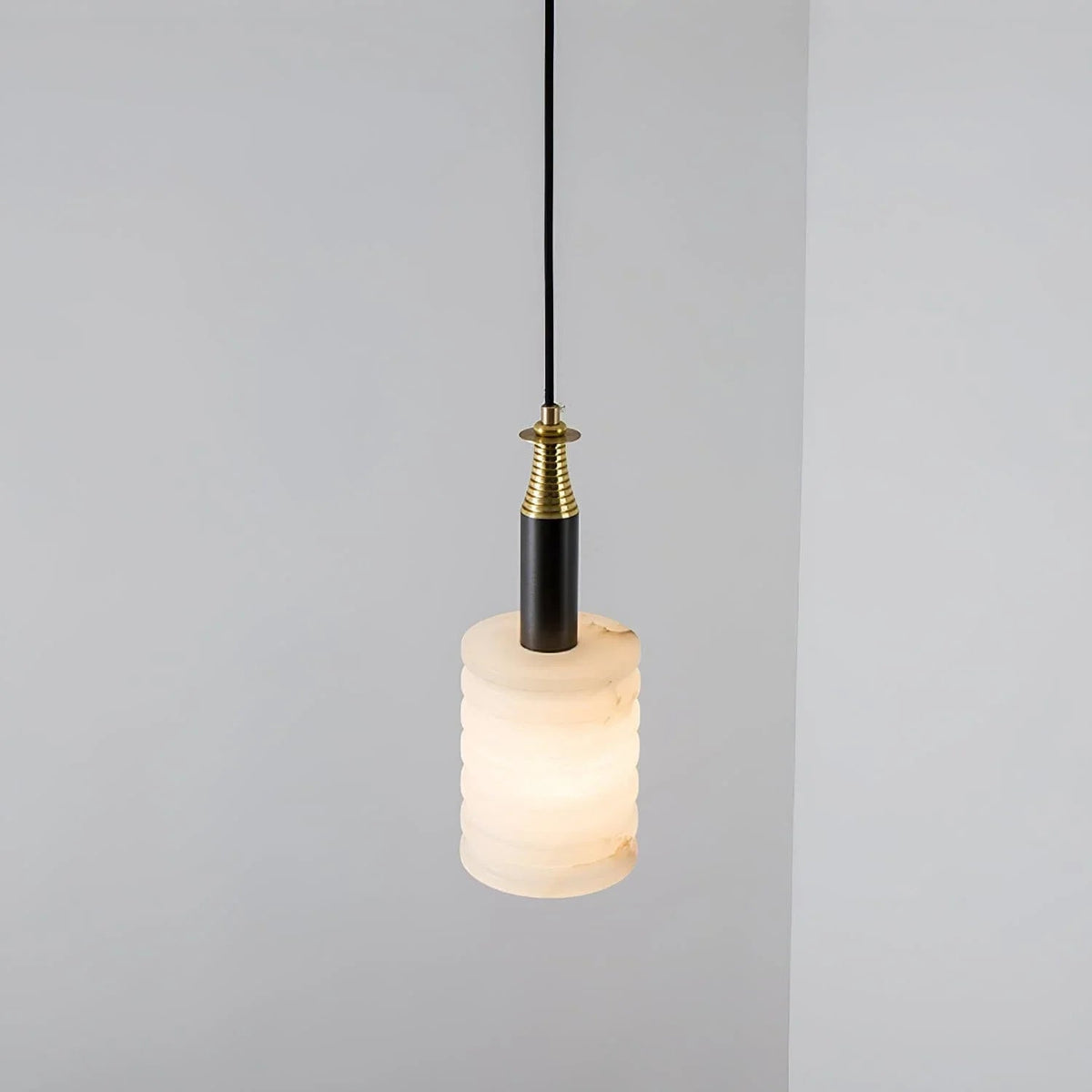 Alabaster Cylindrical Thread Pendant Light