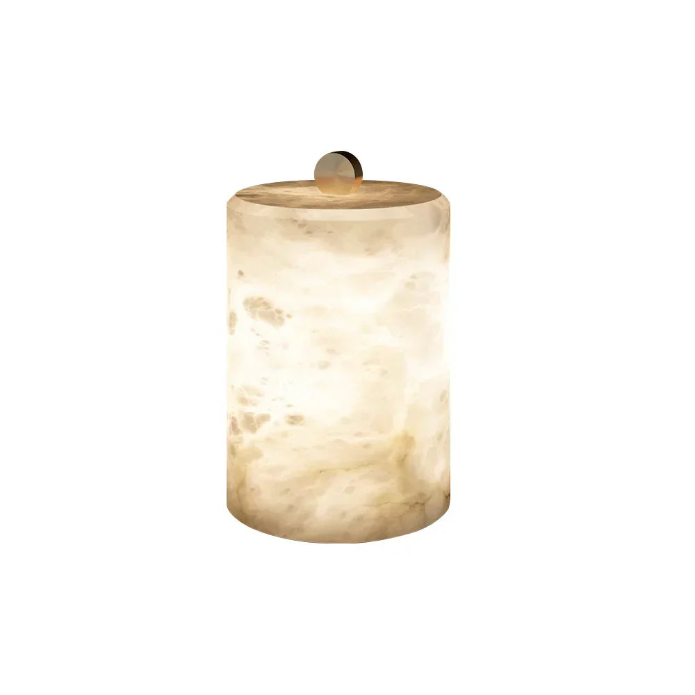Alabaster Cylindrical Table Lamp