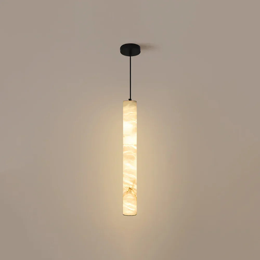 Alabaster Cylindrical Pendant Light