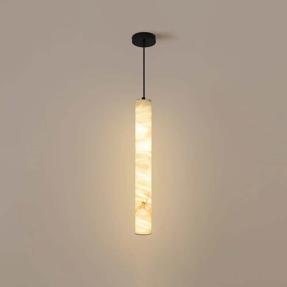 Alabaster Cylindrical Pendant Light