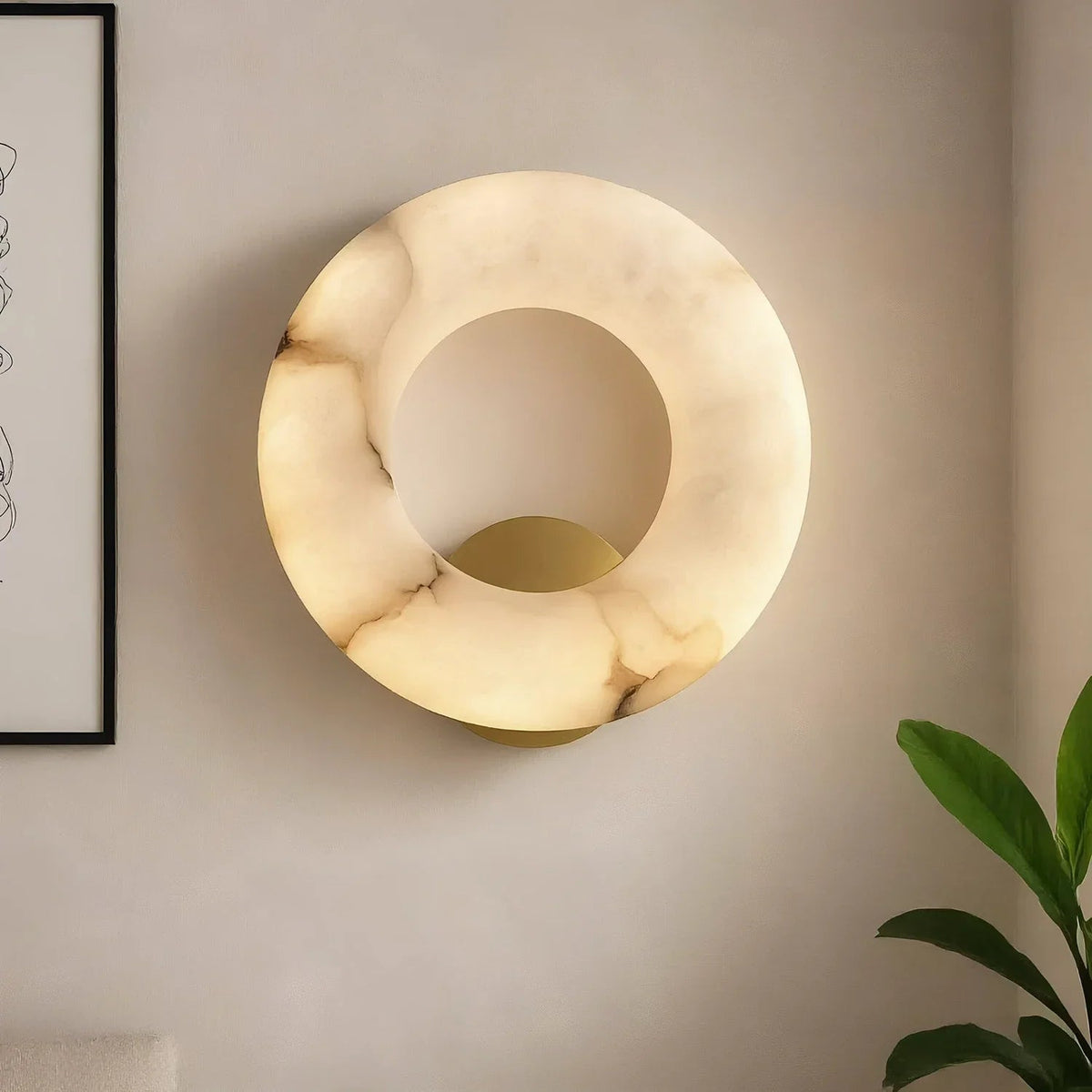 Alabaster Donut Ring Wall Sconce