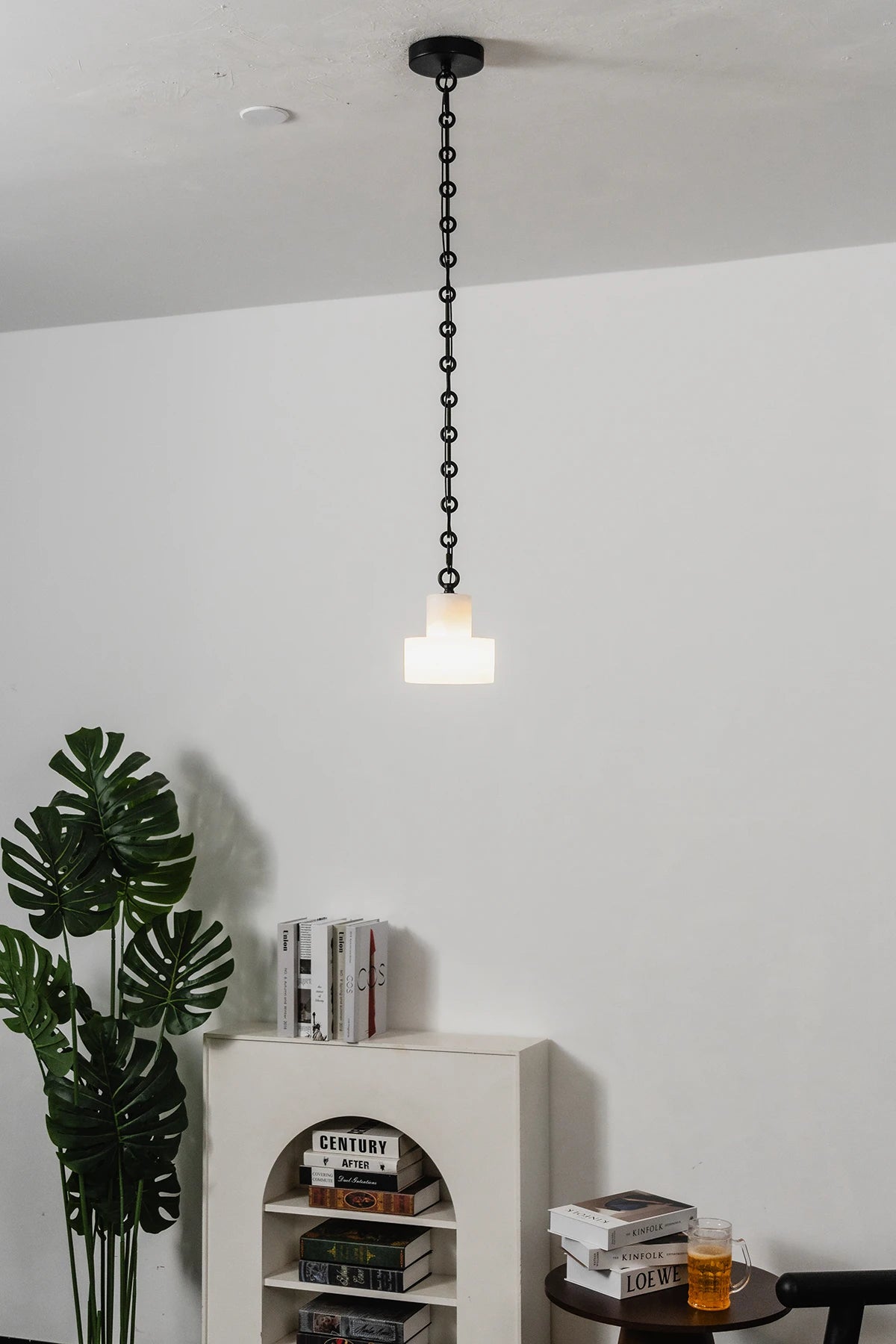 Alabaster Cylindrical Cluster Chain Chandelier