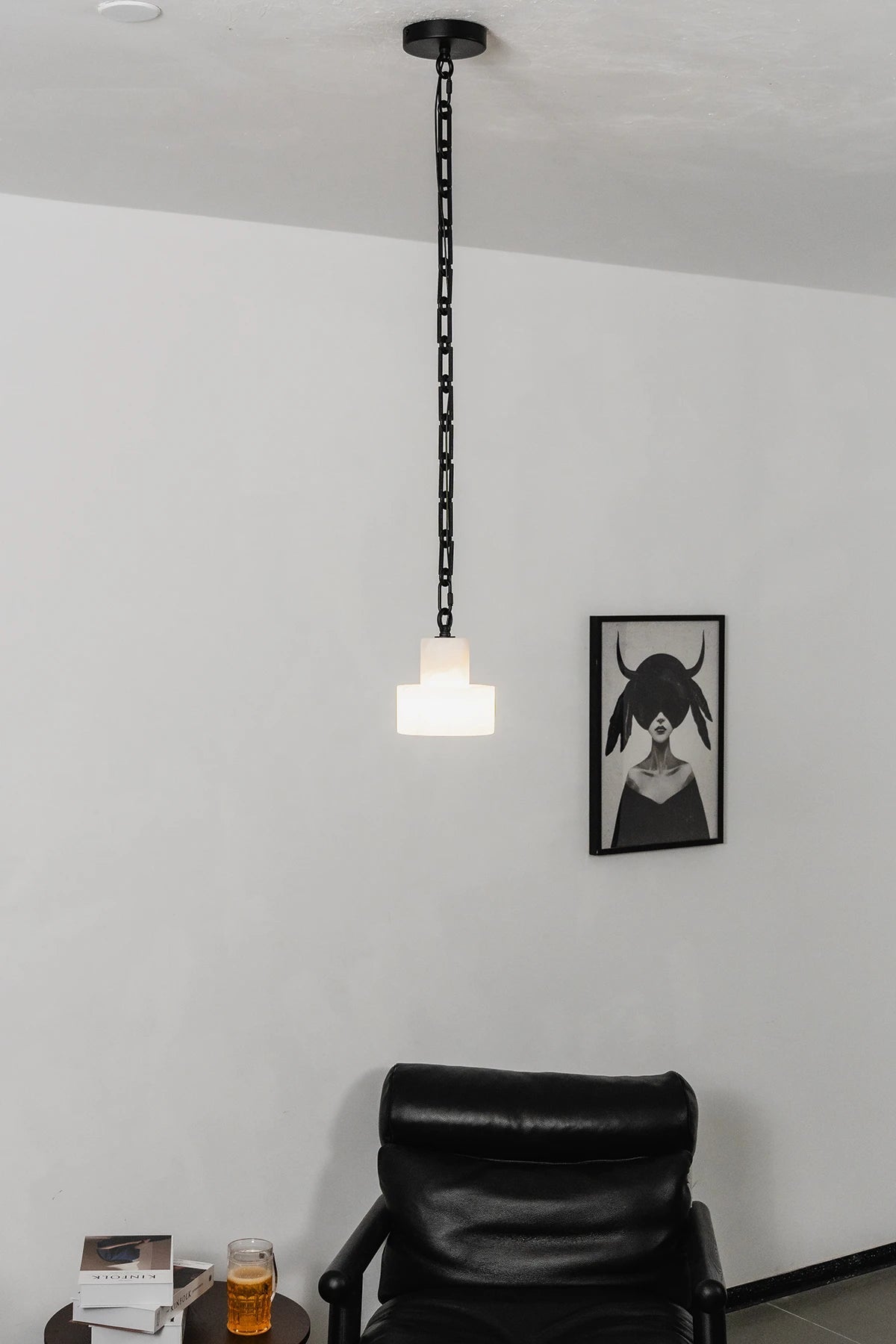 Alabaster Cylindrical Cluster Chain Chandelier