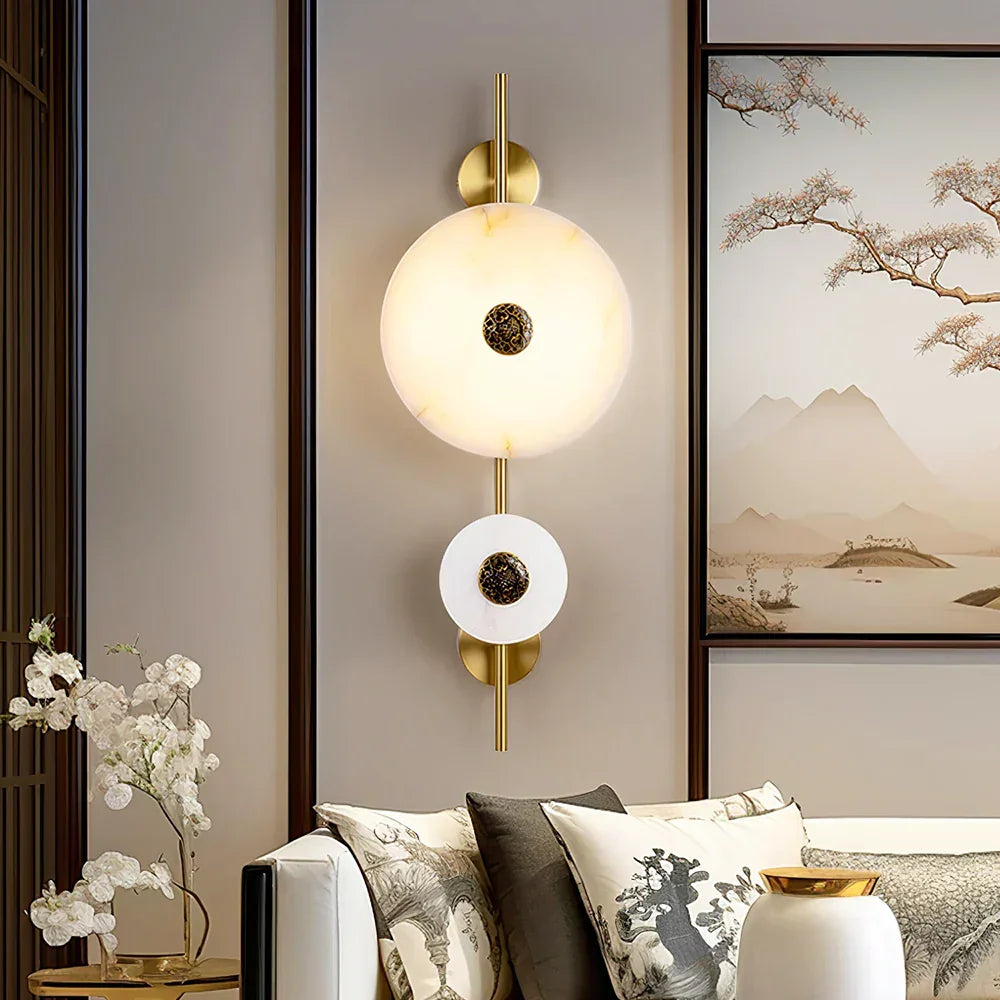 Alabaster Eclipse Round Wall Light