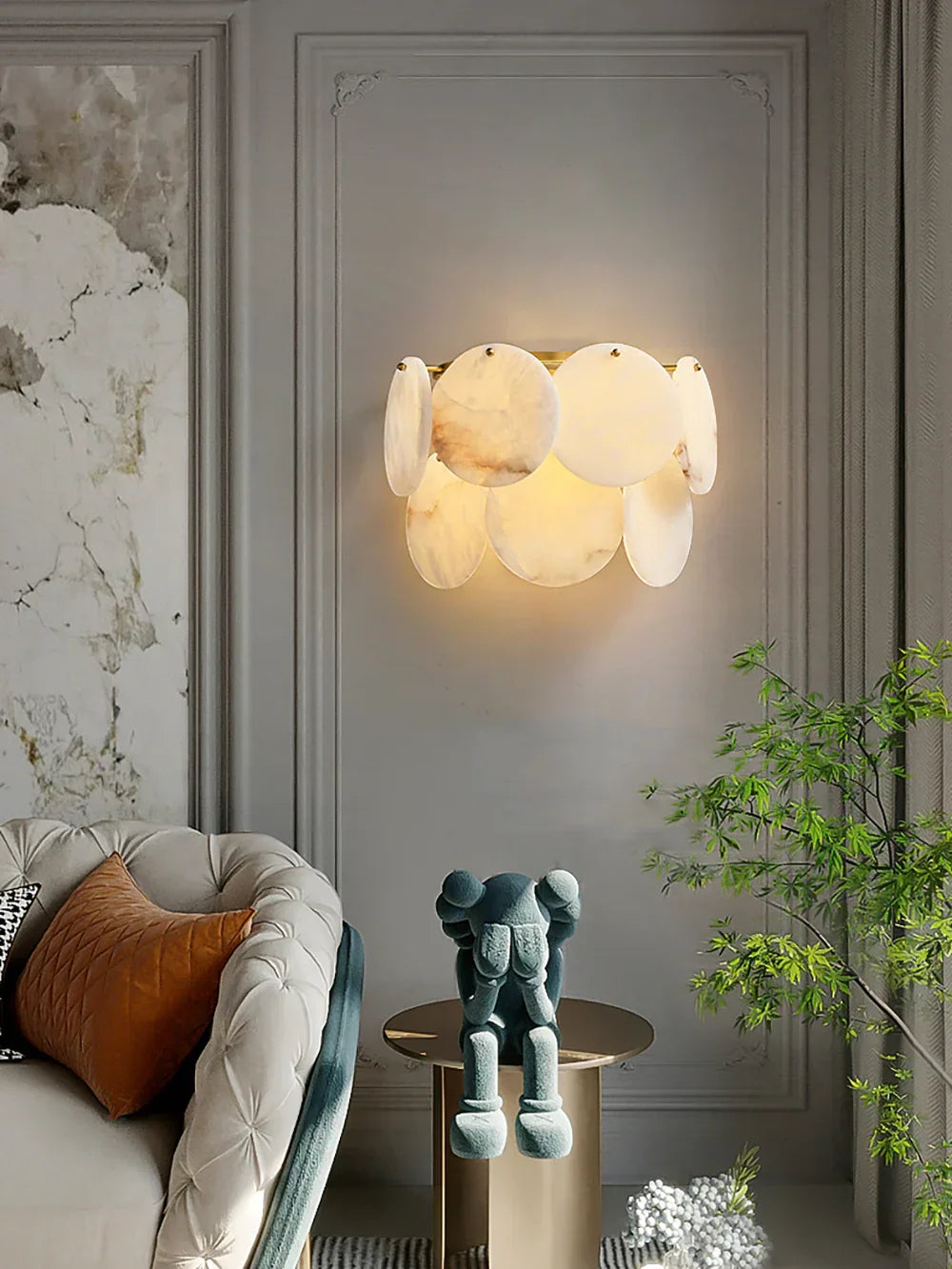 Alabaster Double Layer Round Wall Lamp