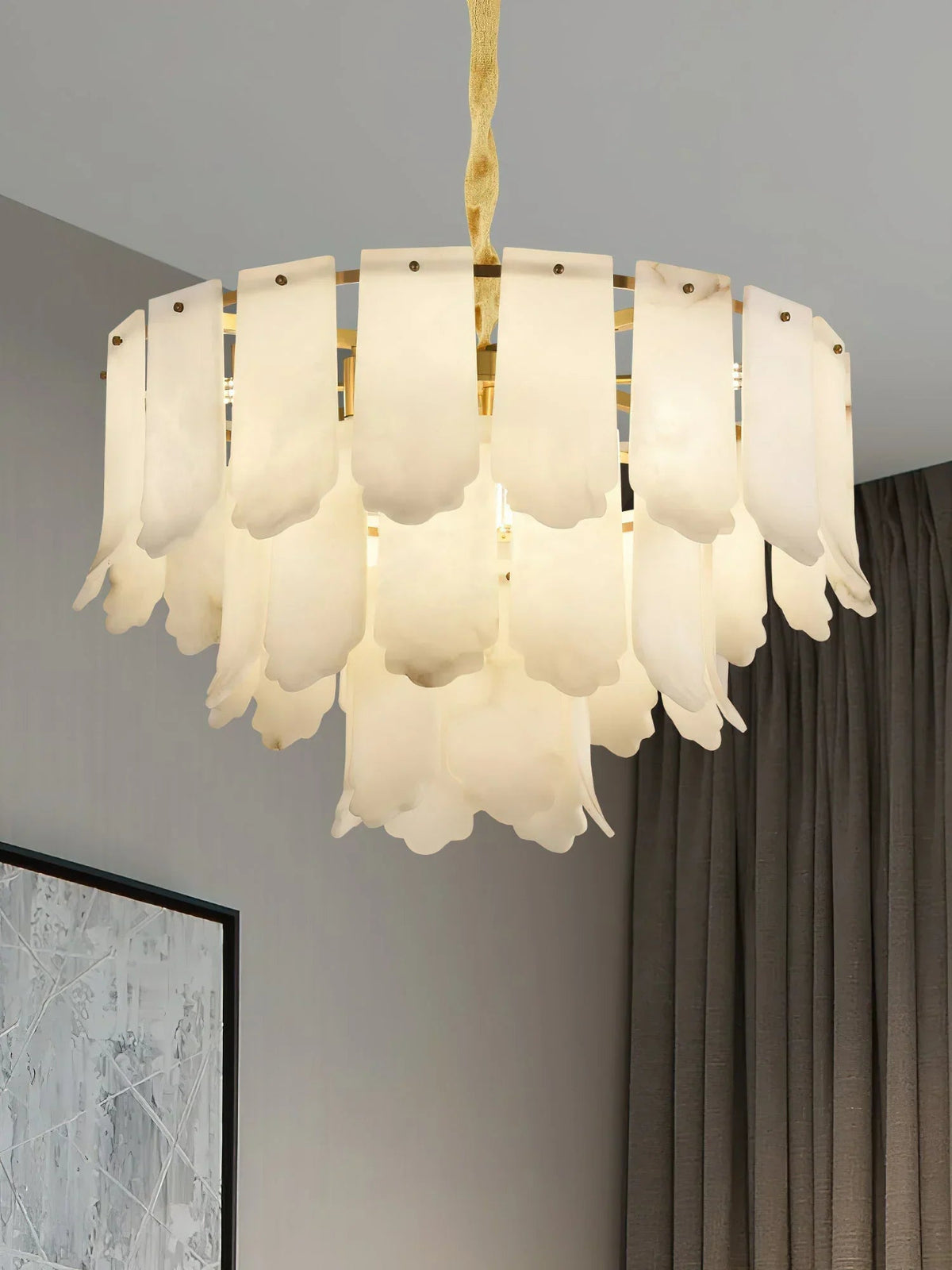 Alabaster Elba Brass Chandelier