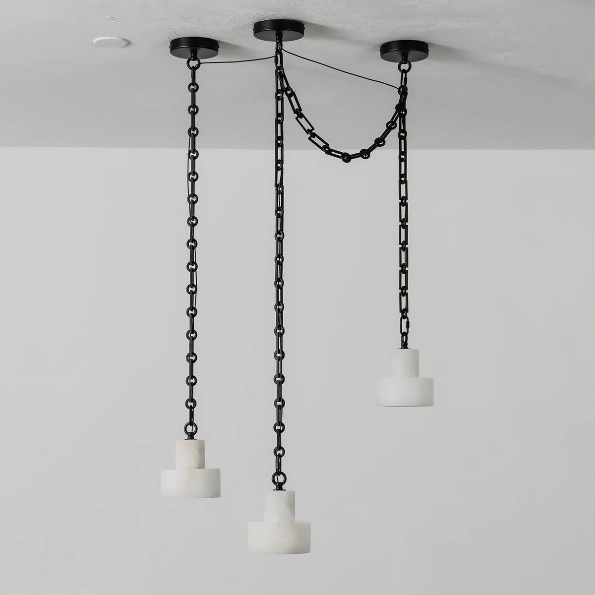 Alabaster Cylindrical Cluster Chain Chandelier