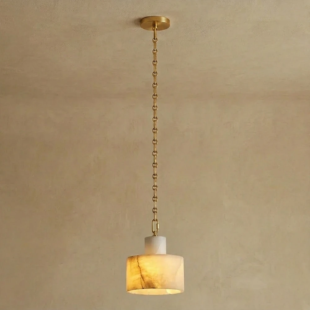 Alabaster Cylindrical Cluster Chain Chandelier