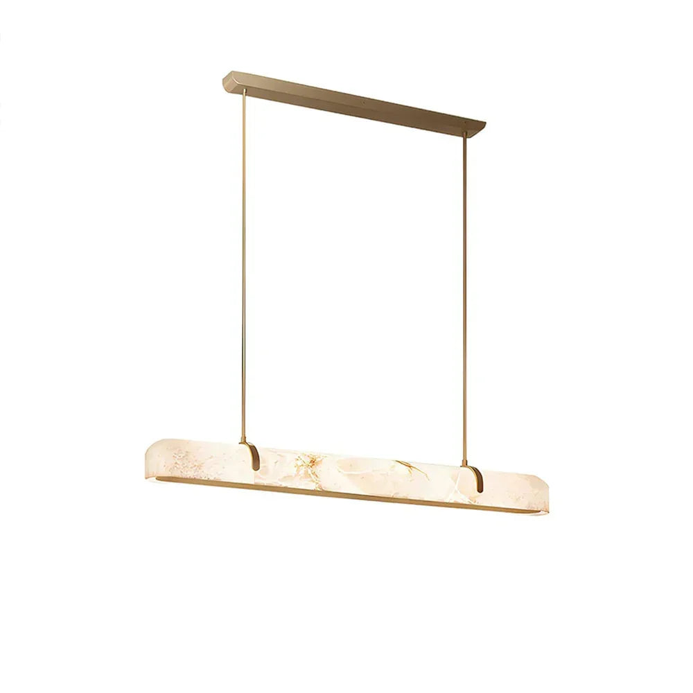 Alabaster Linear Brass Chandelier