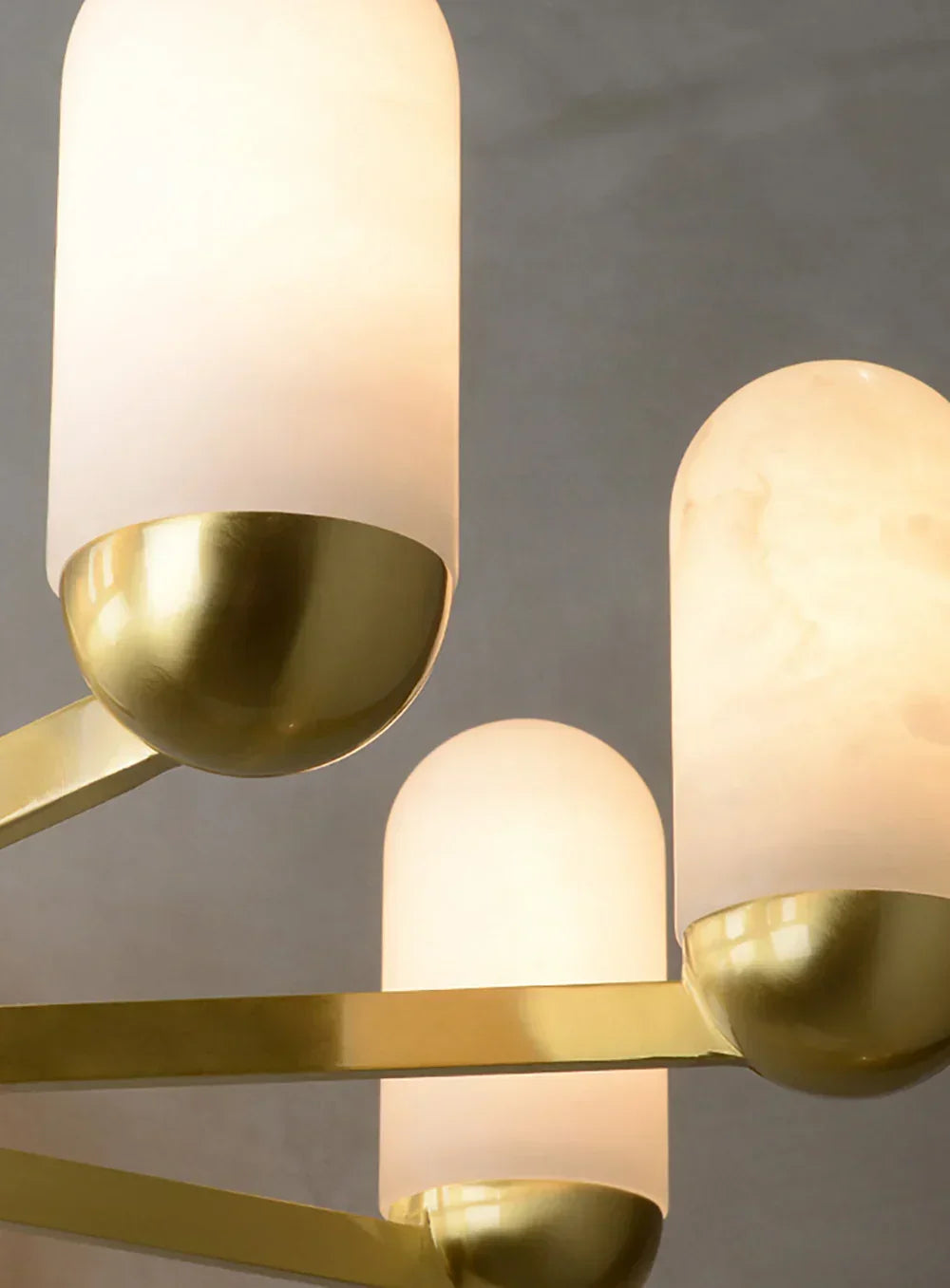 Alabaster Luxury Moonshade Brass Chandelier