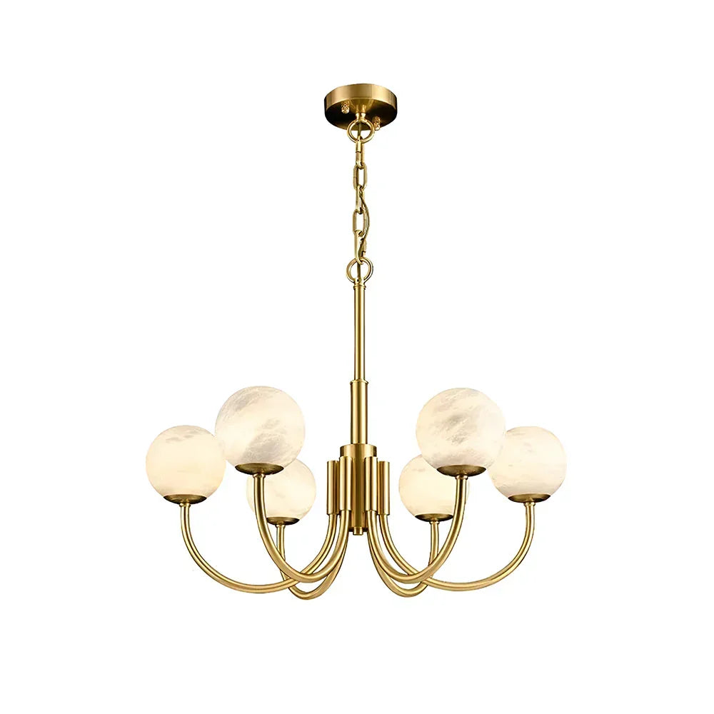 Alabaster Modern Brass Chandelier