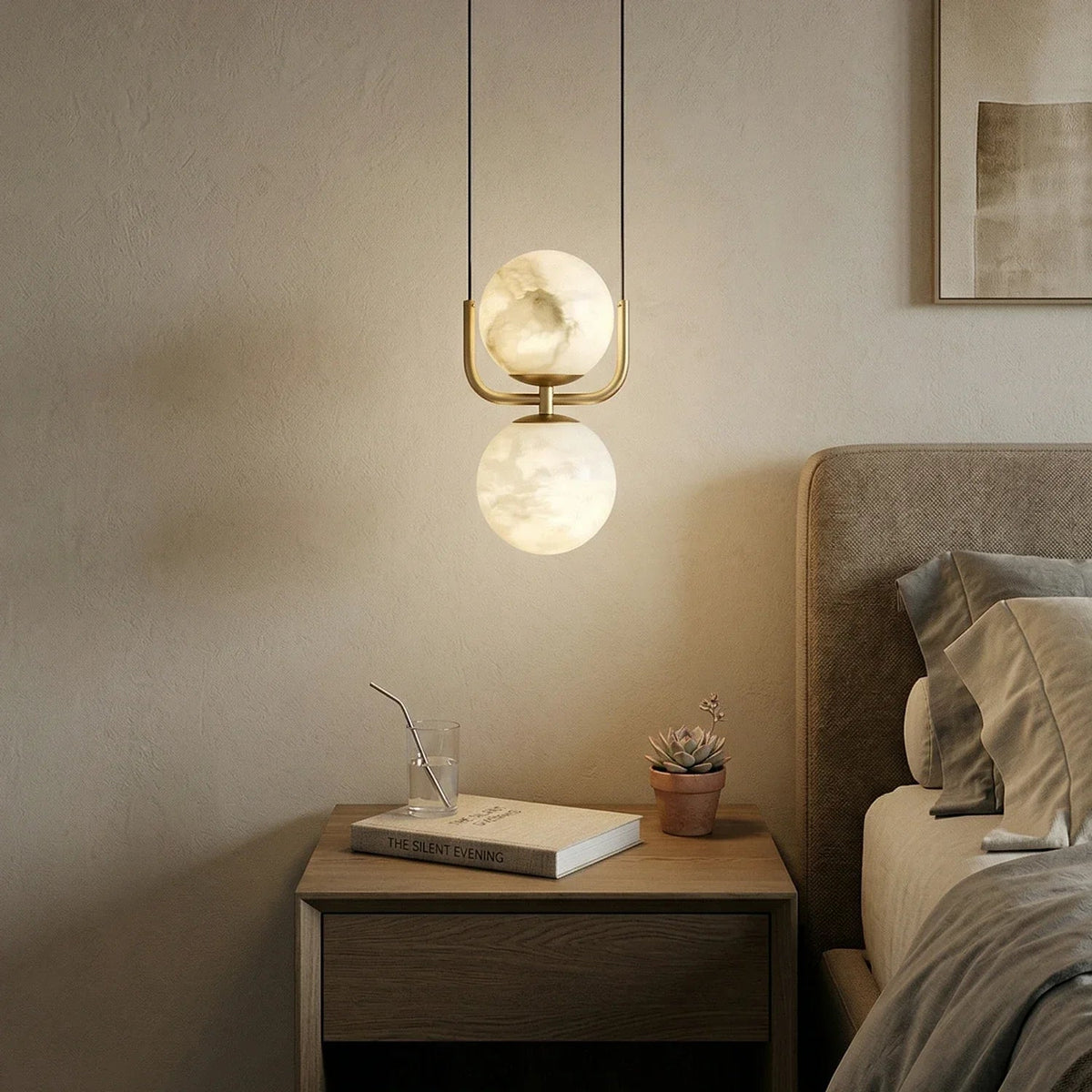 Alabaster Modern Copper Pendant Light