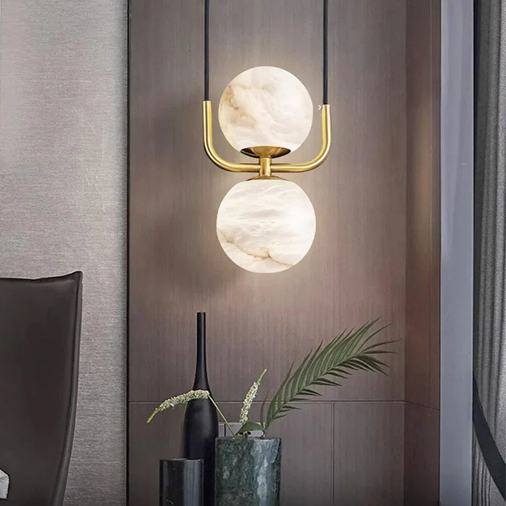 Alabaster Modern Copper Pendant Light