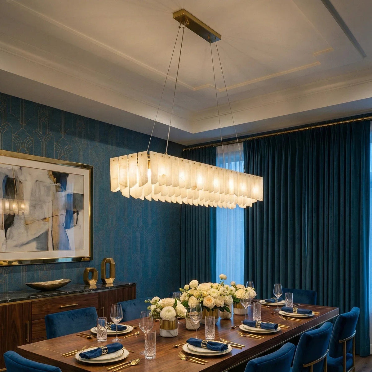 Alabaster Modern Cascade Tiered Chandelier