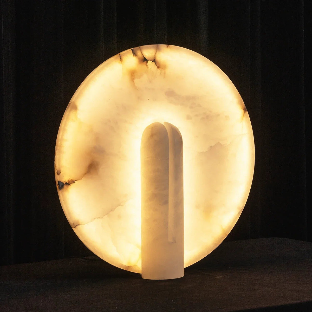 Alabaster Modern Disc Table Lamp