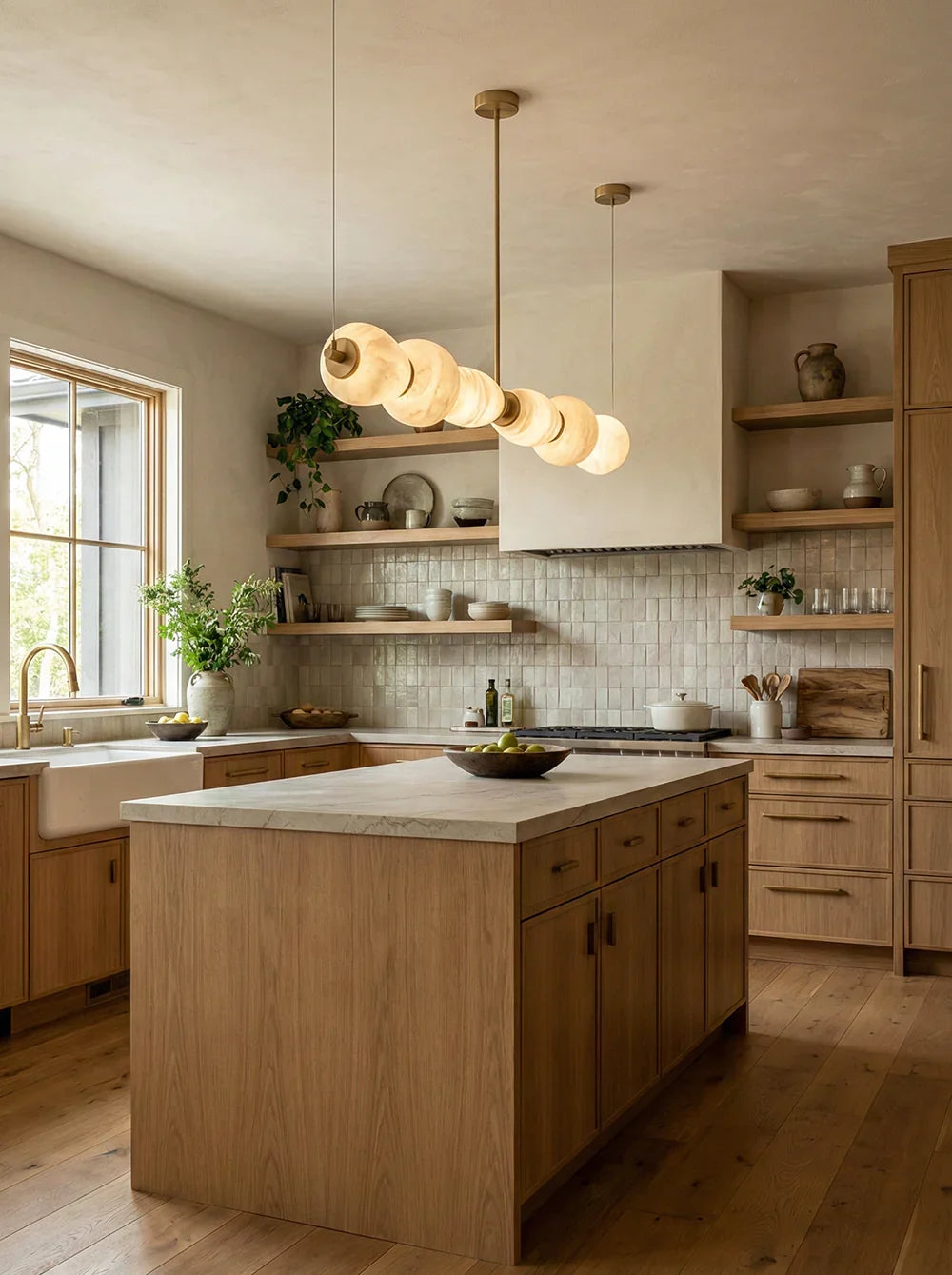 Alabaster Pebble Linear Chandelier