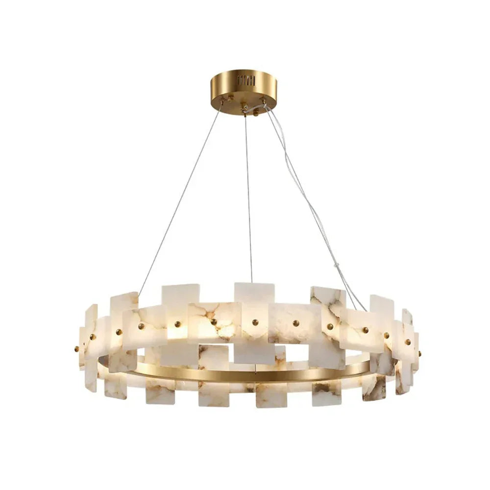 Alabaster Rectangle Annular Chandelier