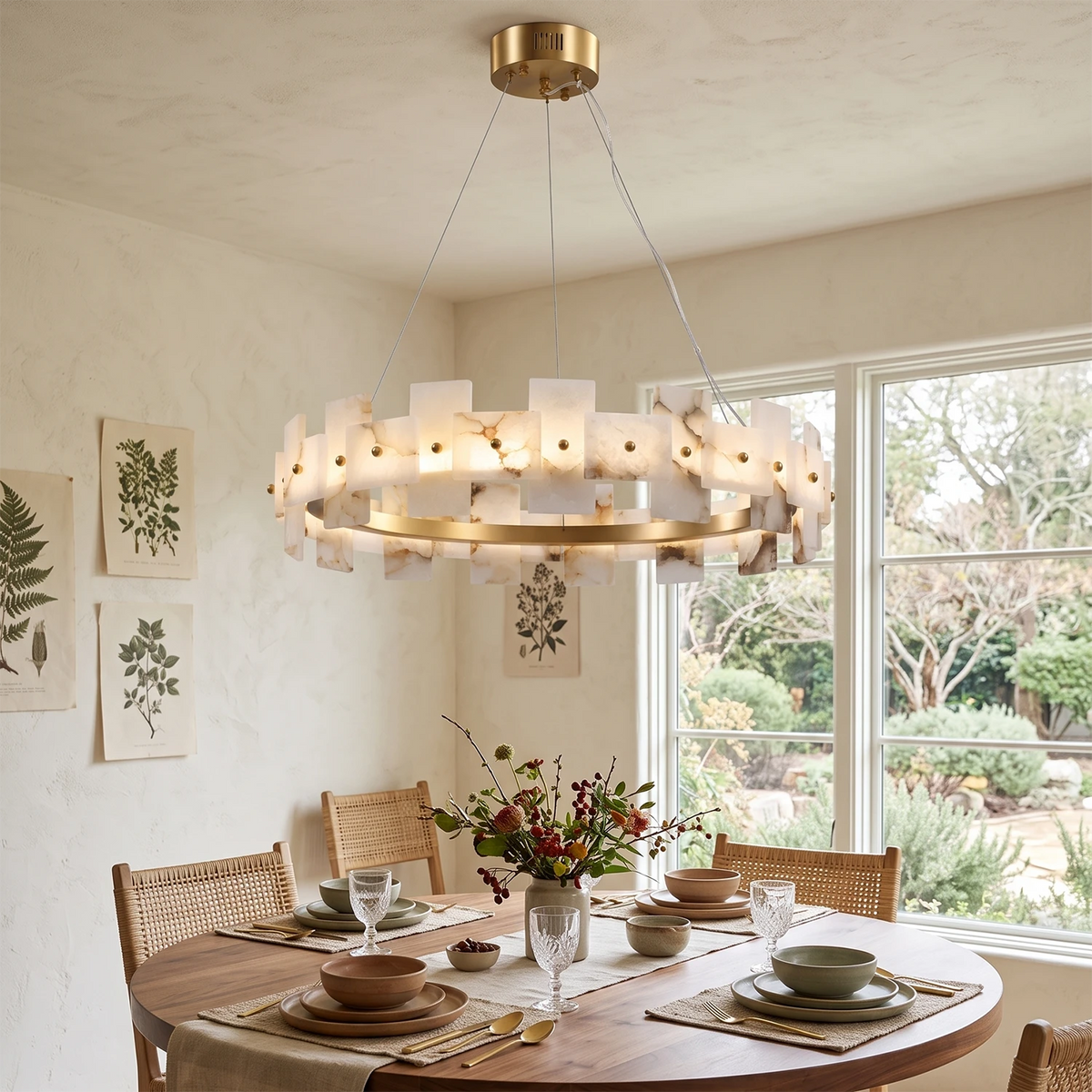Alabaster Rectangle Annular Chandelier