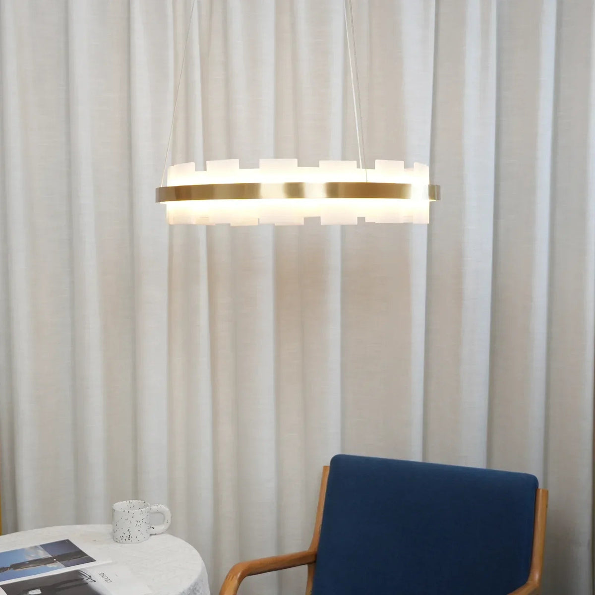 Alabaster Rectangle Annular Chandelier