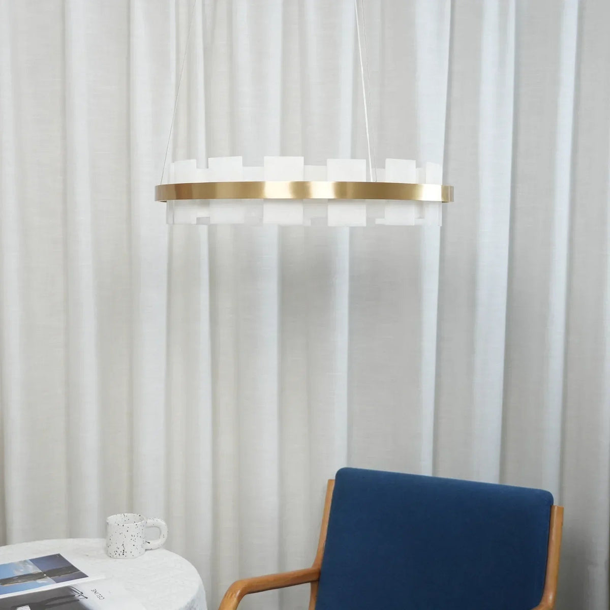 Alabaster Rectangle Annular Chandelier
