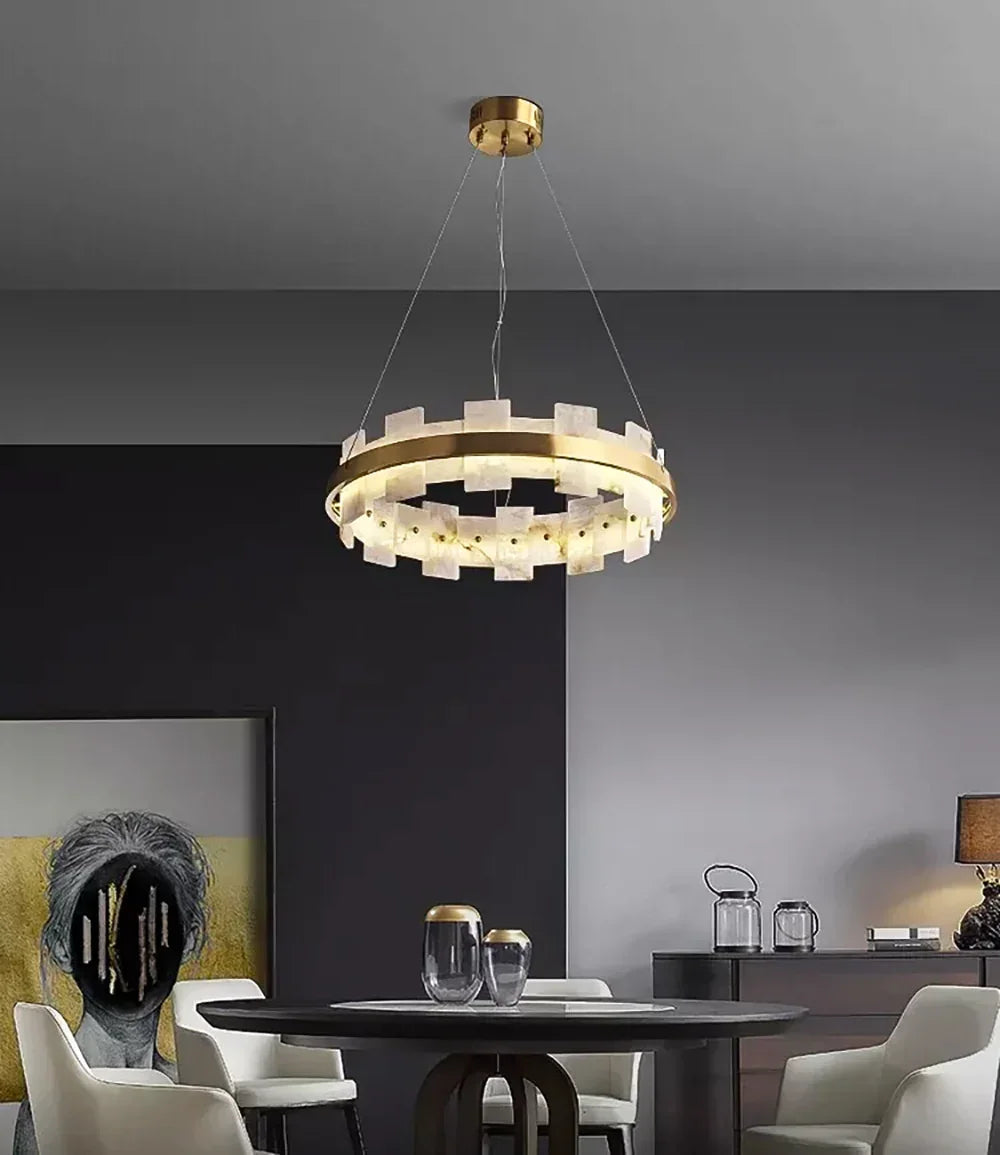Alabaster Rectangle Annular Chandelier