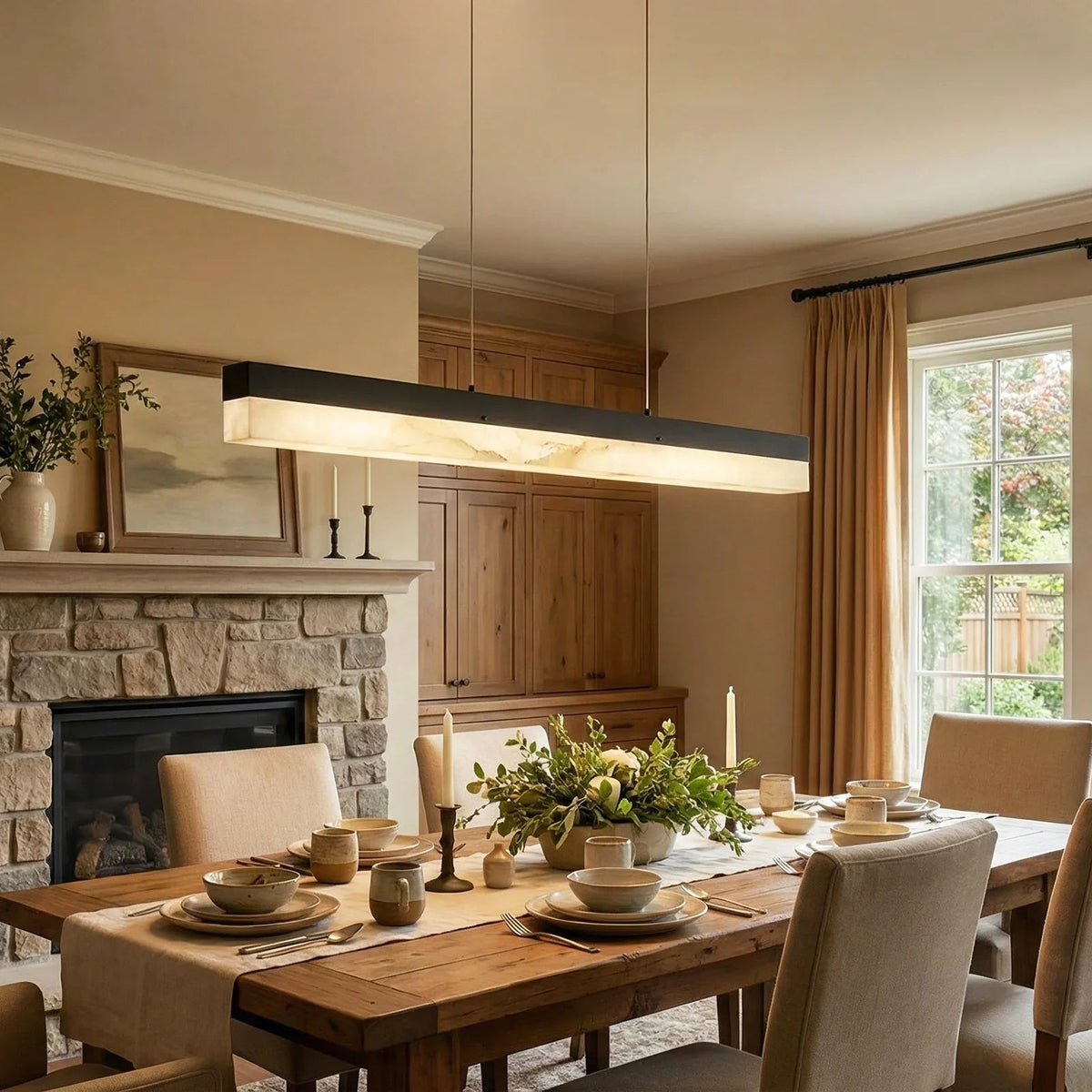 Alabaster Rectangle Linear Pendant Light