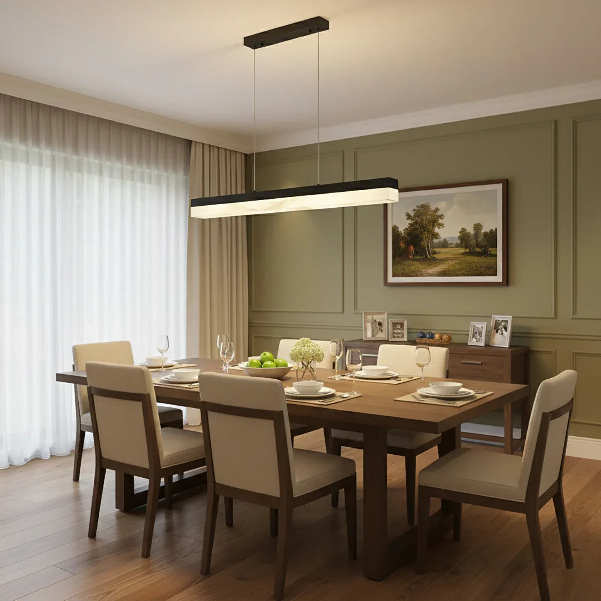 Alabaster Rectangle Linear Pendant Light