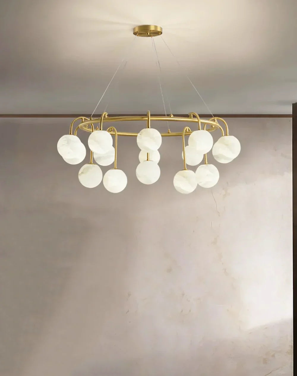Alabaster Sphere Ring Chandelier