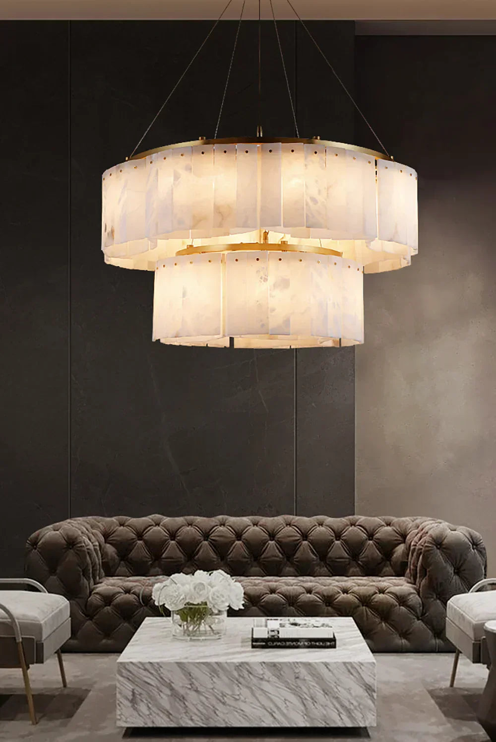 Alabaster diamond chandelier