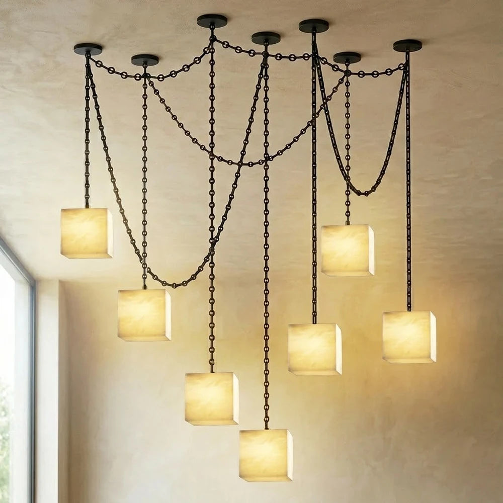 Alabaster Square Chain Chandelier