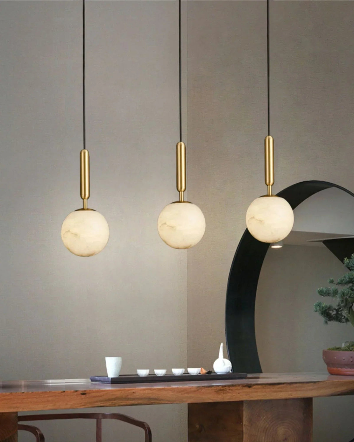 Round Bosso Alabaster Pendant Lamp